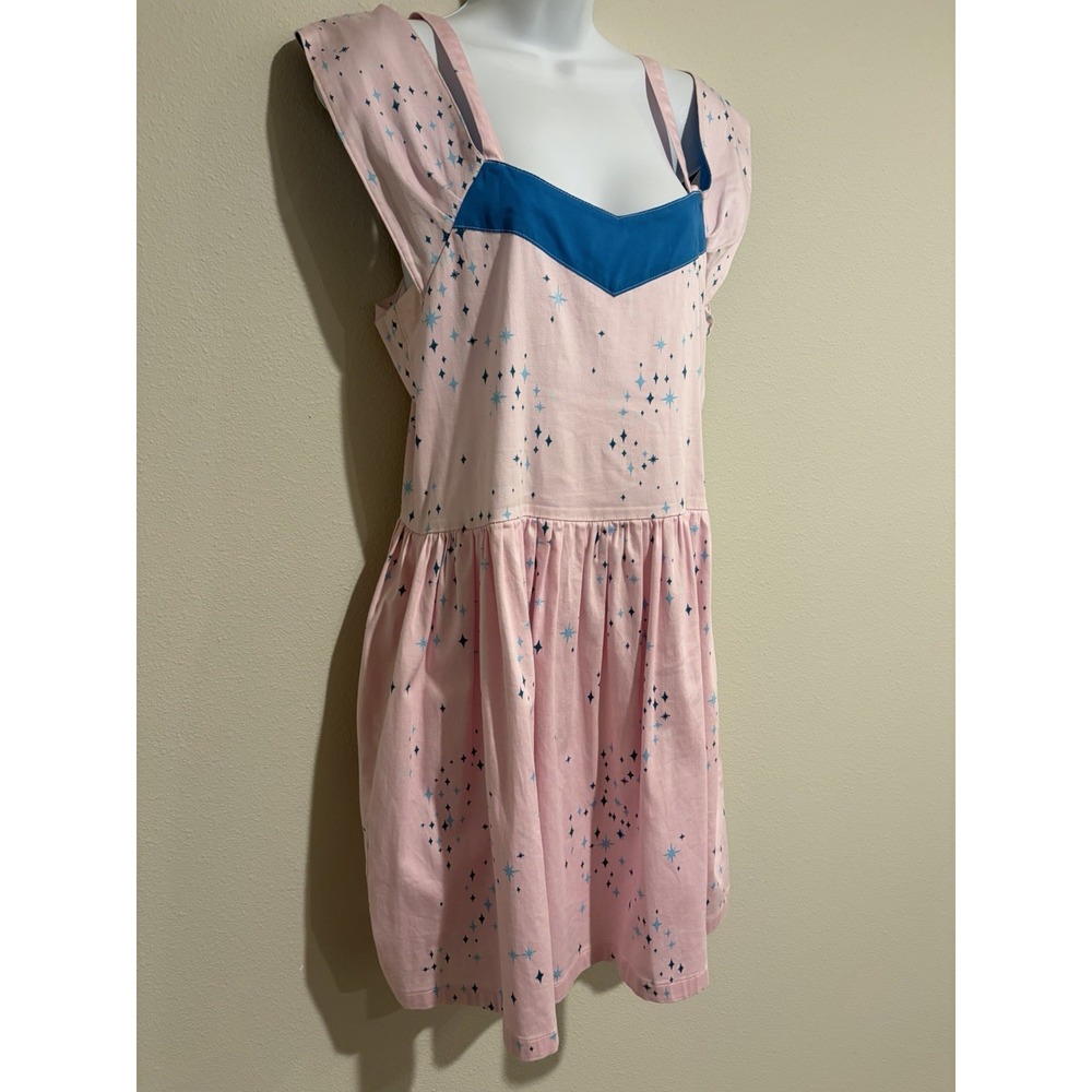 Lady De Couture $125  Fit & Flair Dress~L~Retro 50s Pink Star Rockabilly Cotton